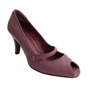 JL Studio Peep Toe Mary Jane Heels Maroon 7.5